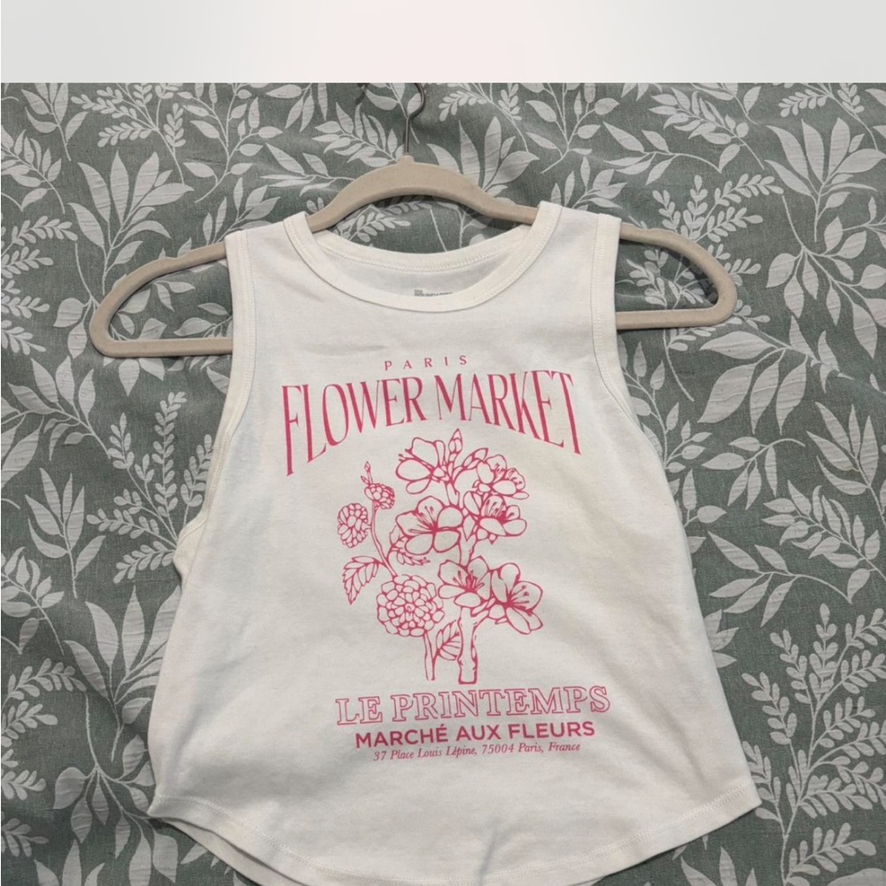 Flower Market Kids Tank Top - Cream and Pink